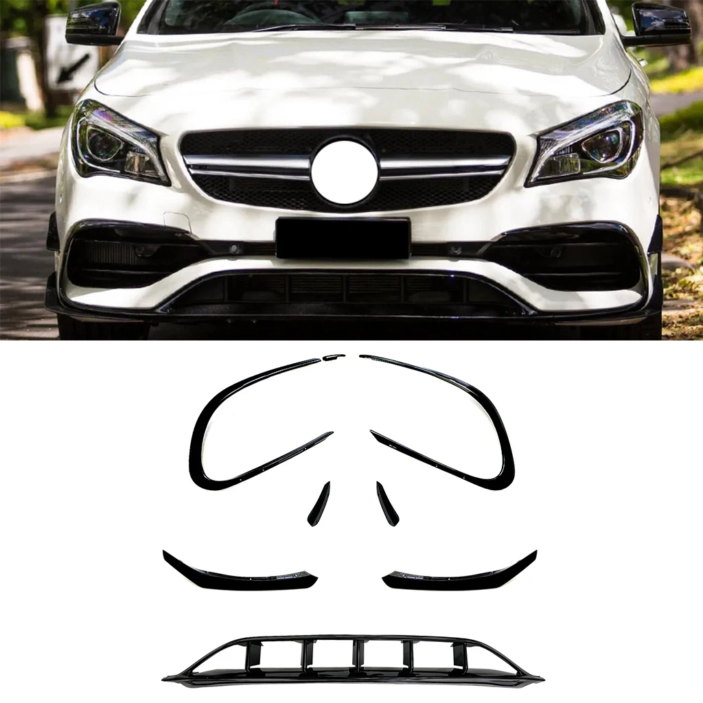 For Mercedes Benz CLA-Class C117 CLA200 220 2016-2019 Front Bumper Spoiler Lip Lower Body Kit Diffuser Splitter Tuning Guard