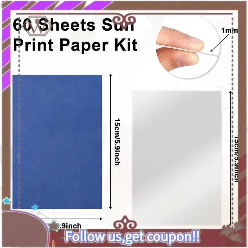 أحدث 122 قطعة من ورق طباعة الشمس مجموعة ورق Cyanotype، ورق رسم بالطاقة الشمسية حساسية ورق طباعة طبيعي (5.9 × 3.9 بوصة)