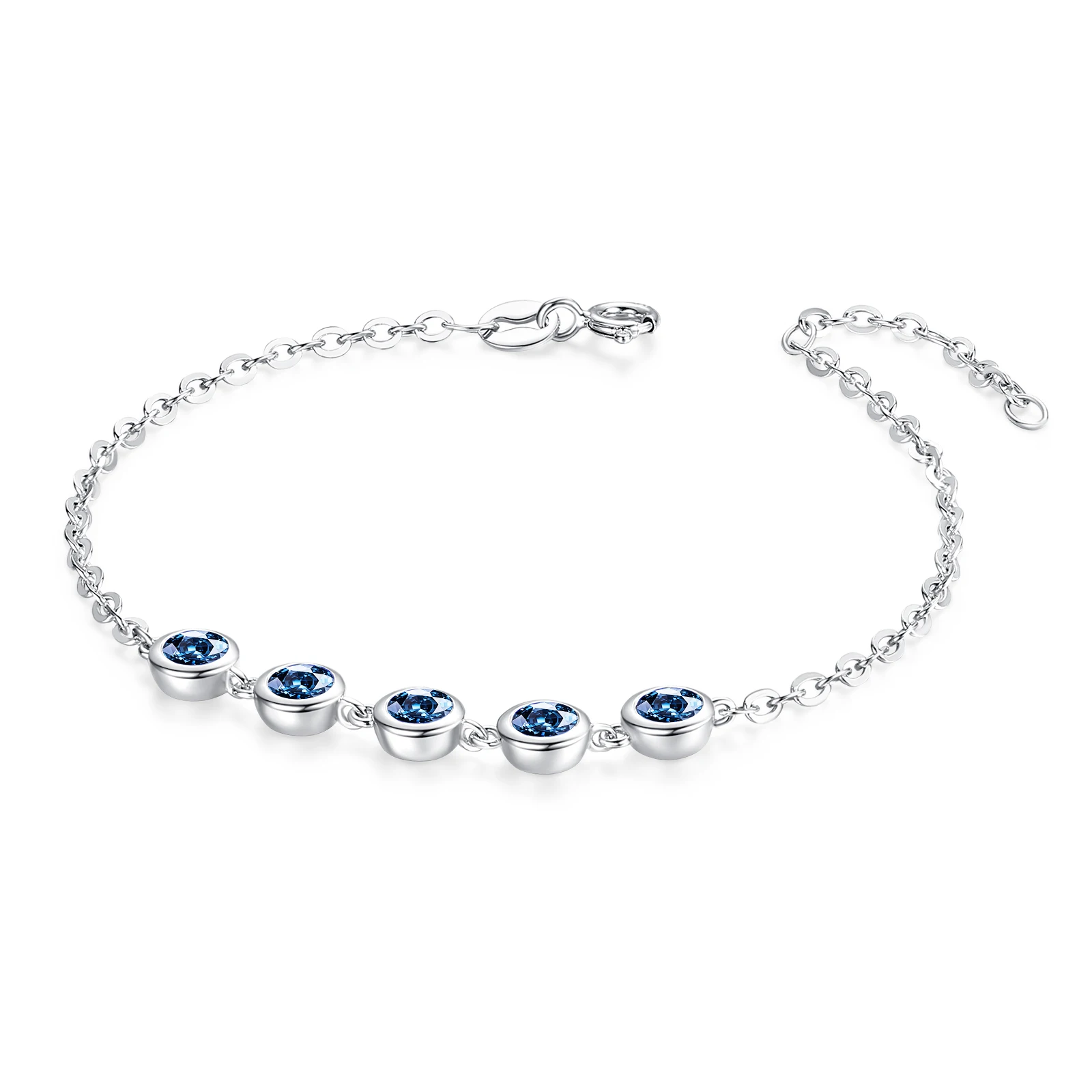 

Moissanite Bracelets for Women Royal Blue VVS1 Clarity Moissanite Station Bracelets S925 Sterling Silver Plated 18K White Gold