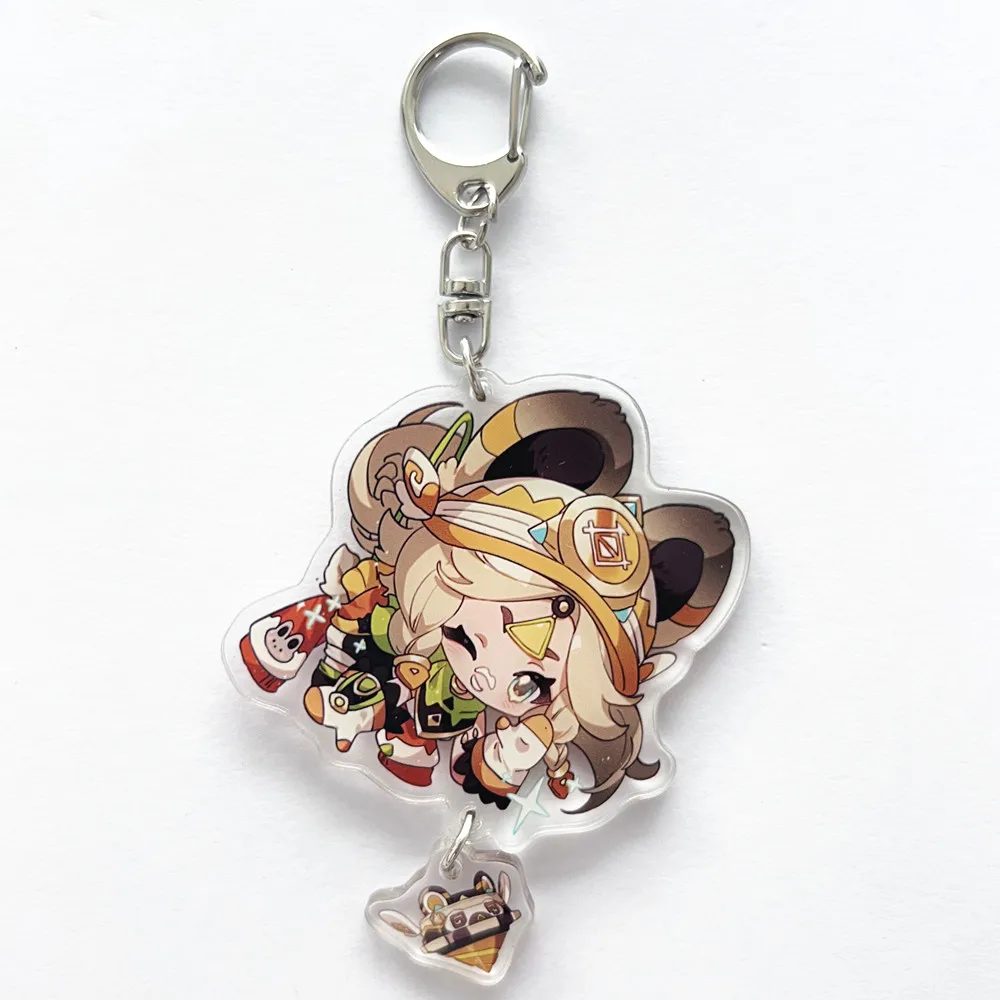 Game Genshin Impact Keyring Cosplay Emilie Mualani Kinich Two-sided Acrylic Pendant Props Keychain Accessoories Key Chain