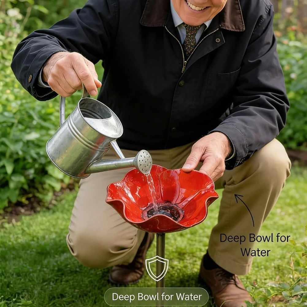 

Outdoor Standing Birdbath Bowl All-Weather Rust-Proof Coating Lush-backyard Flower Beds