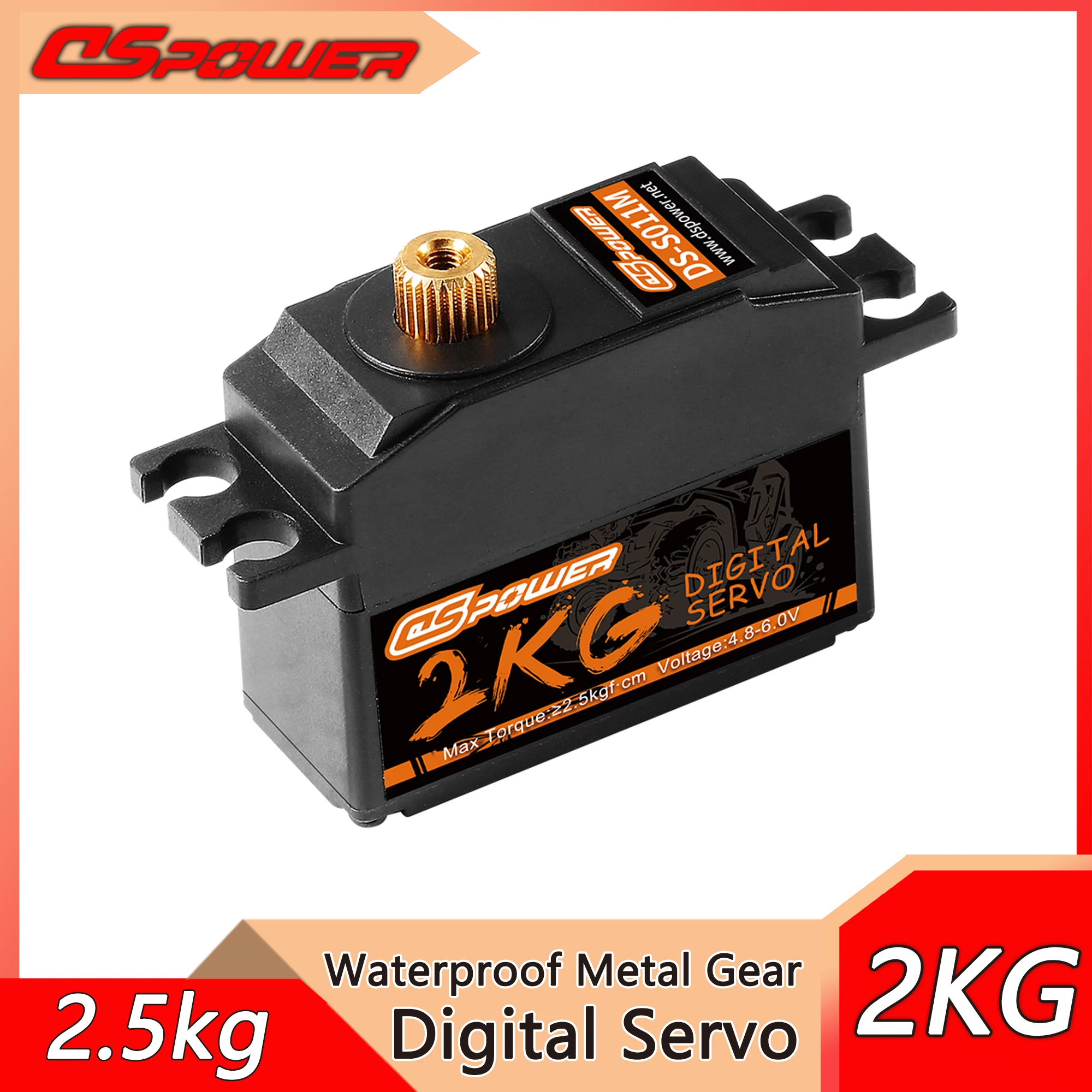 

DSpower 2KG RC Servo Metal Gear Weatherproof Micro Low Profile Digital Servo Motor for RC Car Plane Boat Fixed-wing Helicopter