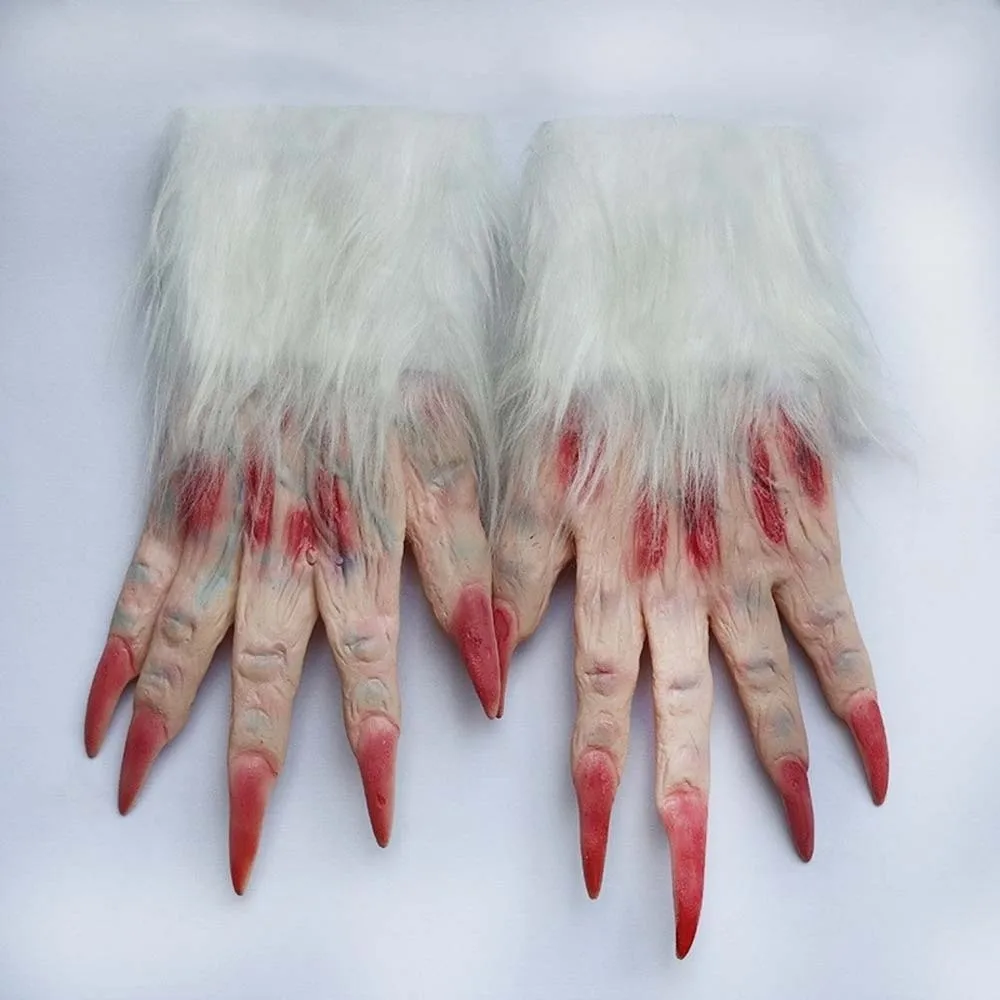 Party Props Creepy Halloween Gloves Realistic Latex Werewolf Hands Textured Durable Cosplay Mittens Pranks