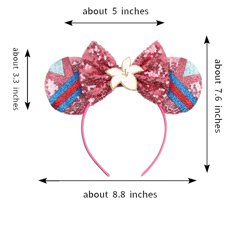 Niedliches Mulan-Haarband Mädchen Cartoon Anime Kleidung Ohren-Stirnband Kinder Magnolienblüten Pailletten Schleife Haaraccessoires Damen Karneval – Detail 3