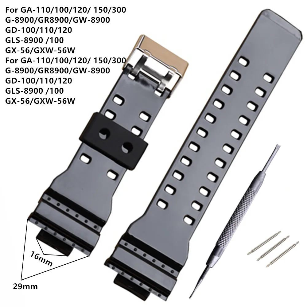 16mm Silicone Rubber Watch Band Strap For GA-110GB GA-100/700 GD120 Replace Waterproof Gloss Watchbands Accessories