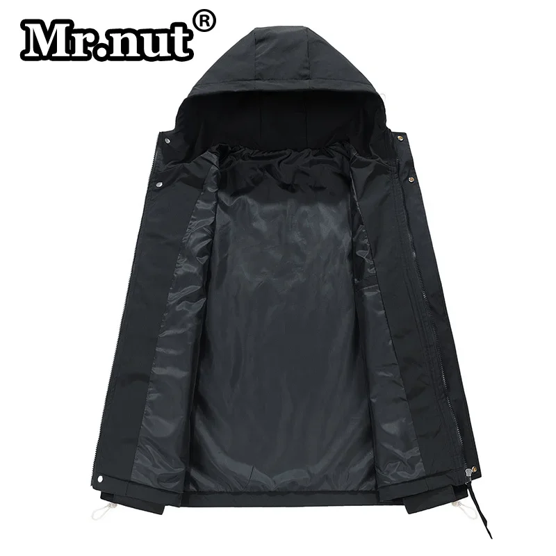 Mr.nut Men Clothing Popular Solid Color Tops Camping Outdoor Jackets Waterproof Windbreak Jacket Loose Oversize Hooded Male Coat