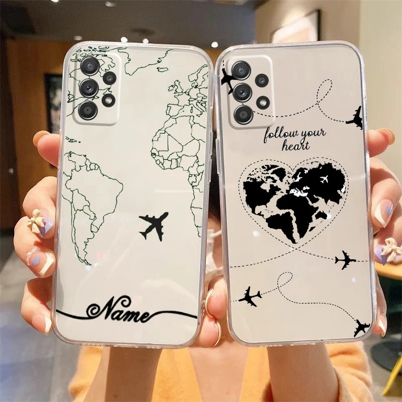 

Travel Airplane Route Map Phone Case For Samsung A73 A72 A71 A54 A53 A52 A41 A35 A34 A33 A32 A25 A24 A23 A15 A13 A5S A03 A01