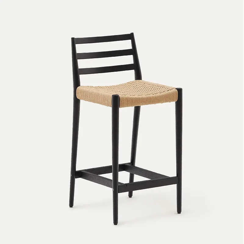 

Medieval style restaurant Living room Hotel creative solid wood woven bar chair