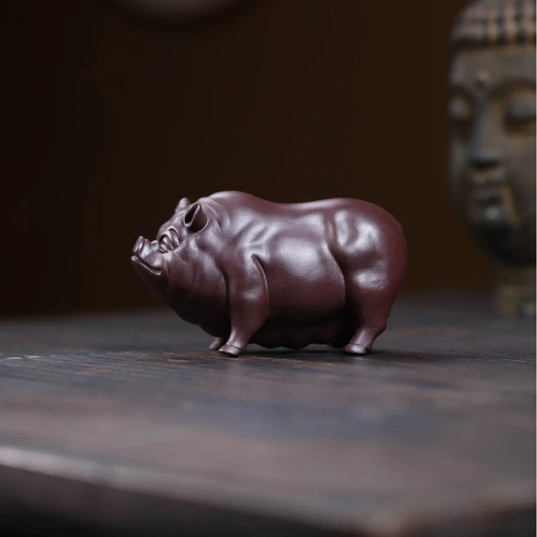 Yixing Purple Clay Pig Pet, Fortune-Bringing Little Lucky Pig, Handmade Exquisite Item, Suitable For Raising, Kung Fu Set, Table