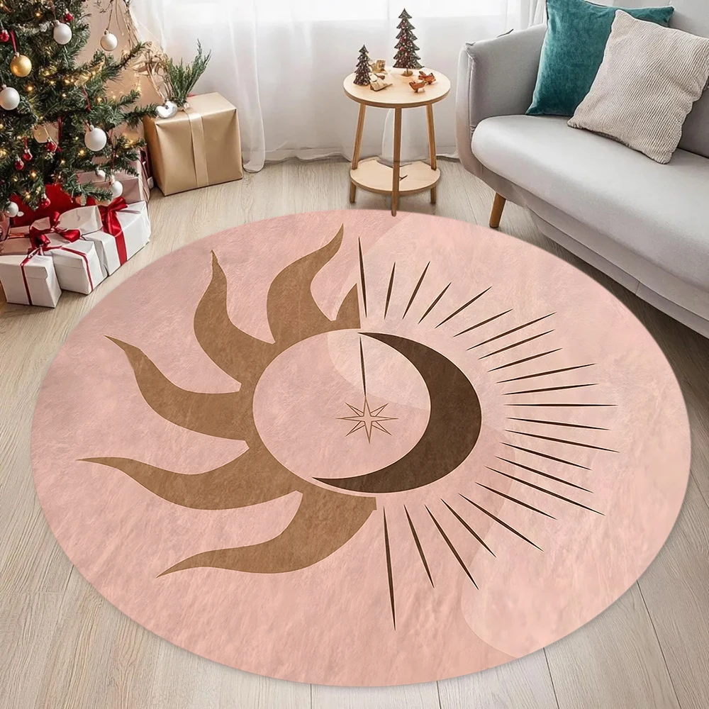 

Elegant Sun and Moon Design Area Living Room Circular Carpet Bedroom Dining Room Floor Mat Unique Home Decoration Carpets