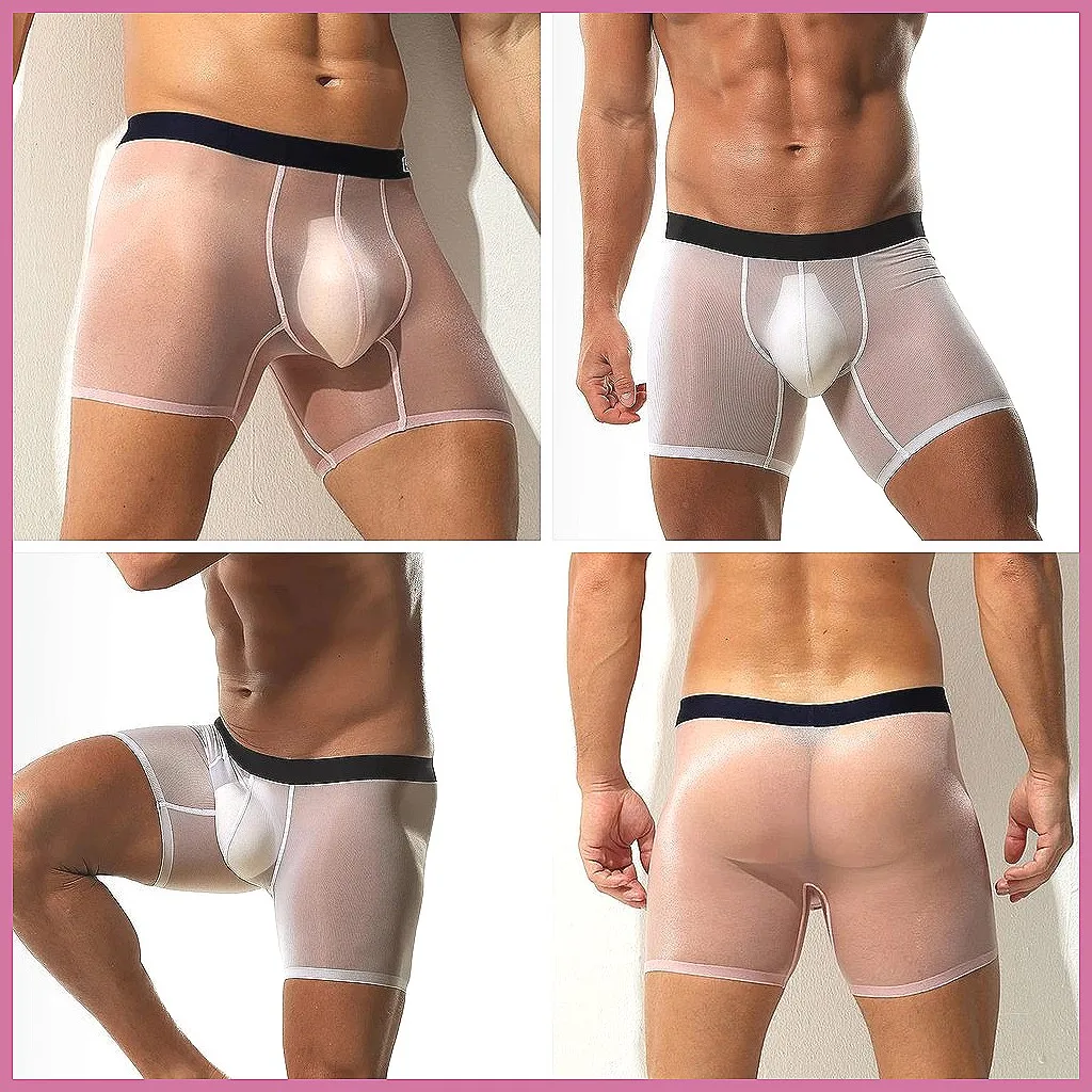 Men's Ice Silk Boxer Briefs - Quick Dry Anti-Chafing Sports Underwear, Gym Running Shorts