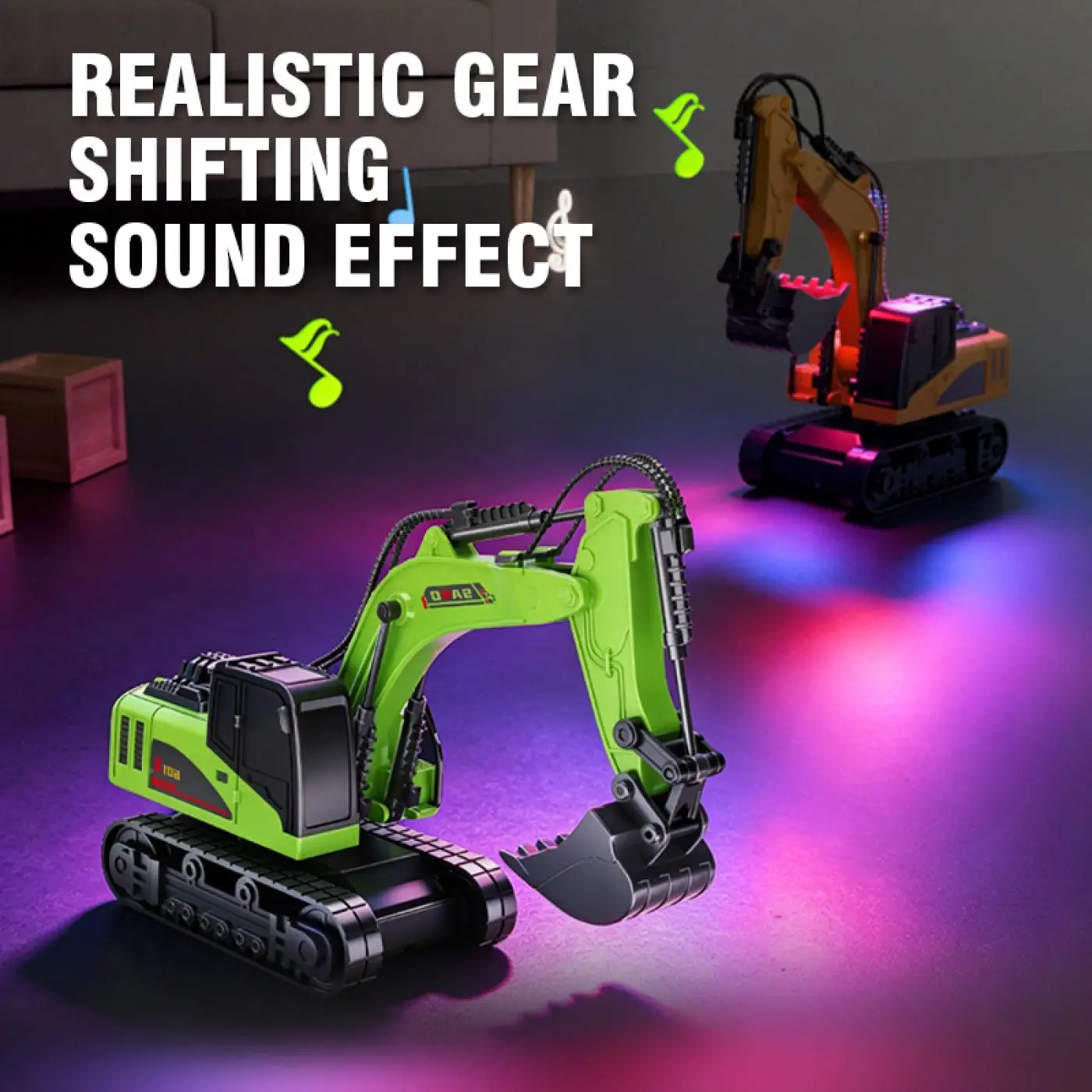 1:64 Mini RC Crane Remote control Excavator Dump Truck Desktop Die-Cast Alloy Engineering Car with Lights for Boys Kids 6+ Gifts