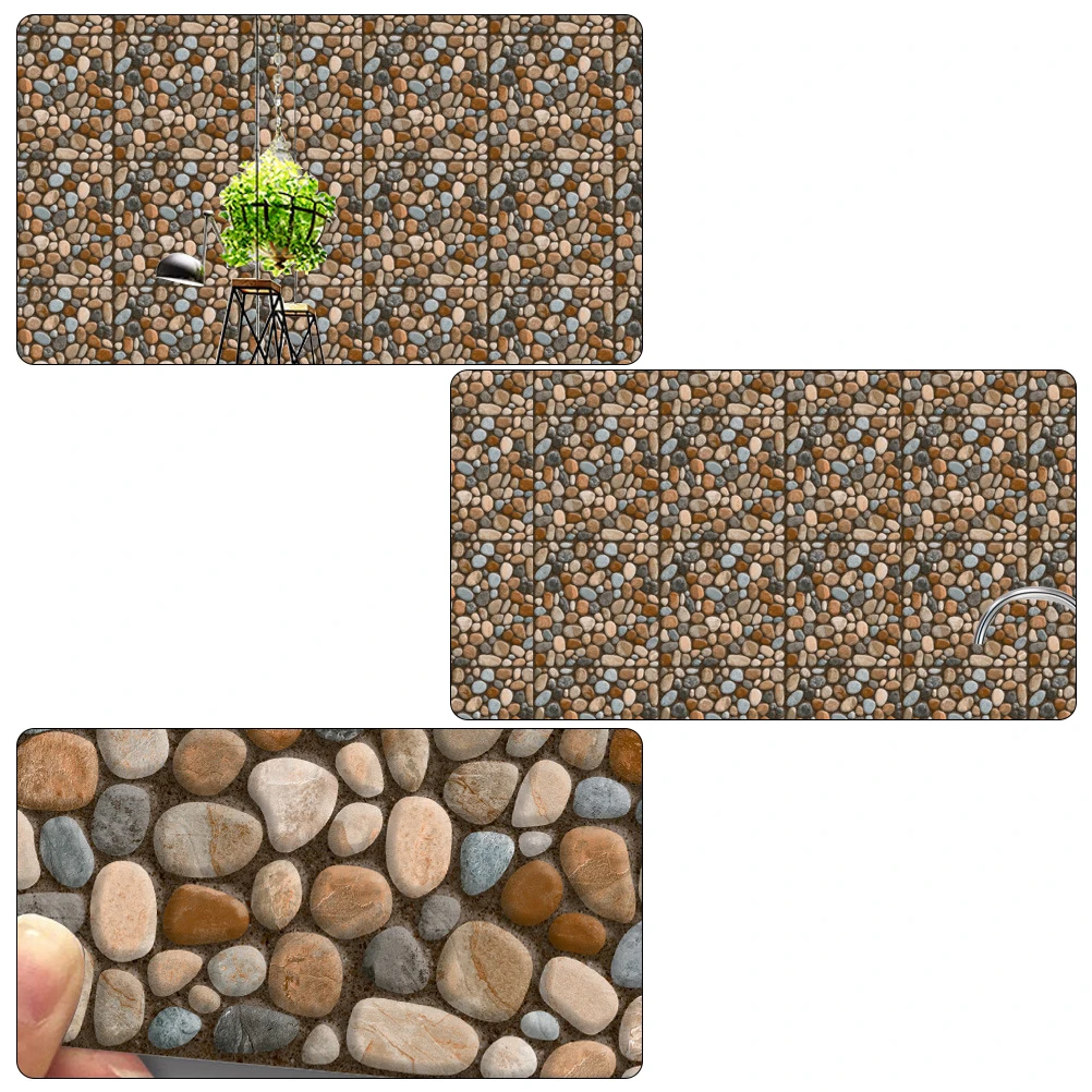 

Retro Cobblestone Floor Tiles Stickers Waterproof Self adhesive PVC Material Bedroom Living Room Wall Tile Decals Simulation