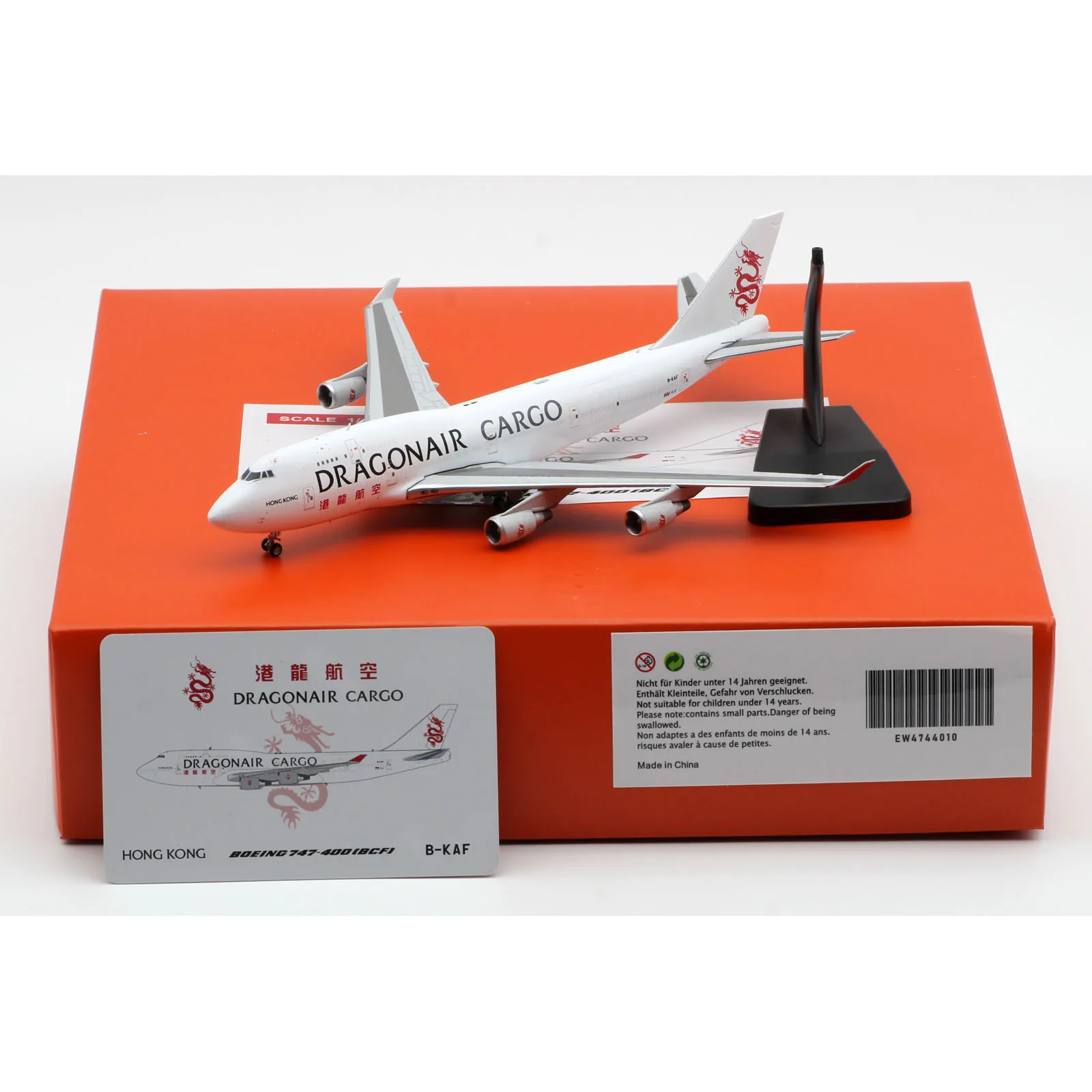 

EW4744010 Alloy Collectible Plane Gift JC Wings 1:400 DRAGONAIR Cargo Boeing B747-400 Diecast Aircraft JET Model B-KAF