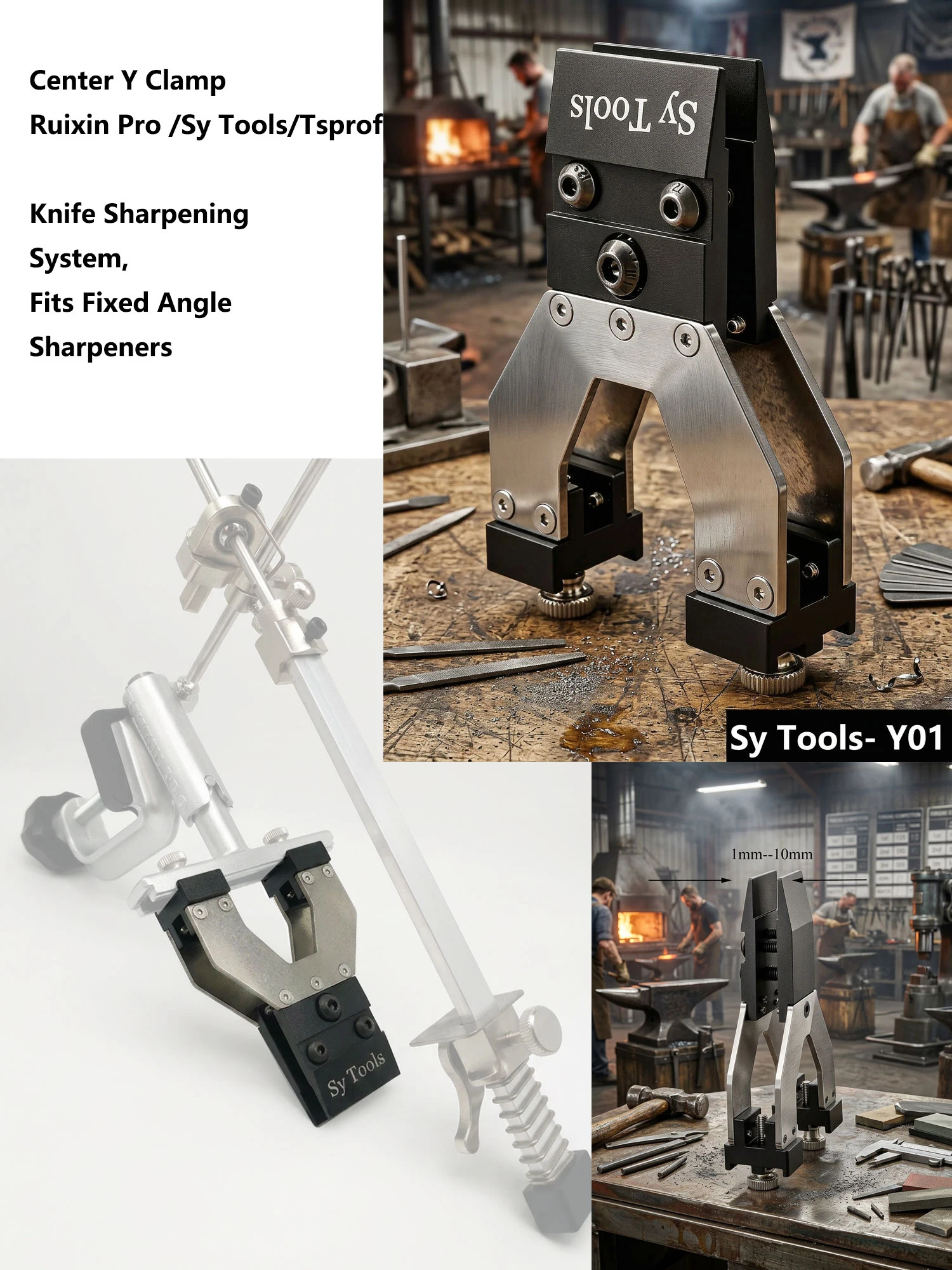 Center Y Clamp Knife Sharpening System, Adjustable Central Clamp for Folding, Hunting, Survival, Tactical & Tourist Knife