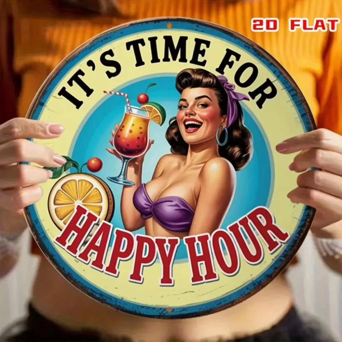Letrero de barra Art Deco: marco retro 2D, perfecto para Happy Hour, festivales de verano y decoración de bar al aire libre