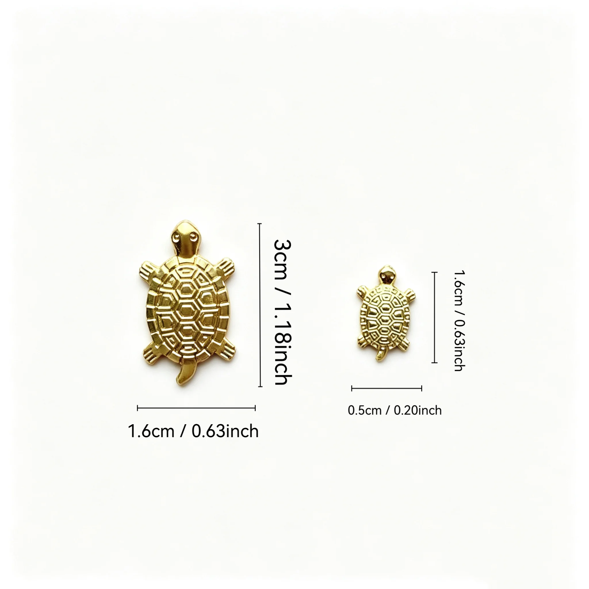 Mini Golden Tortoise Metal Charm, S&L Two‑Size Ornament, Lucky Wealth Symbol, Wallet Pocket Desktop Decor Keepsake Gift
