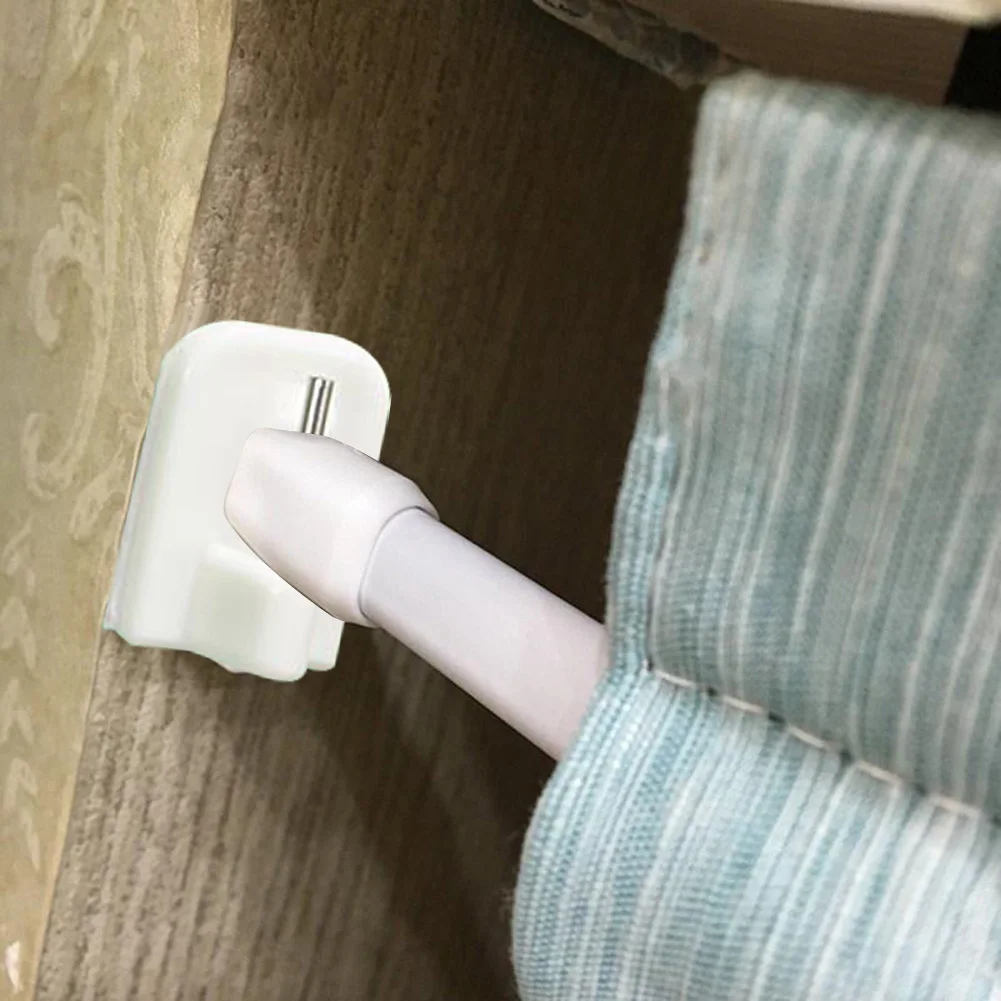 Langlebige Vorhanghaken-Halterung, selbstklebend, Edelstahl + PVC, weiß, 4/8/12 Stück, Vorhangstangenhaken, Heimaufbewahrung – Detail 9