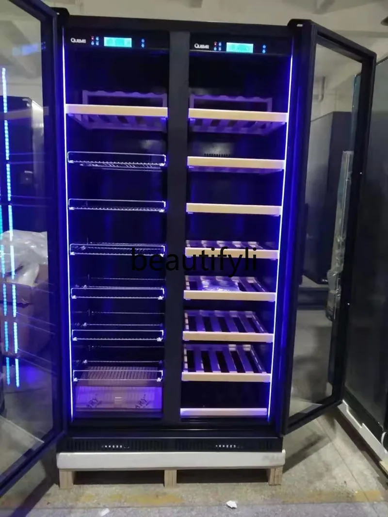 النبيذ الأحمر السيجار مزيج مجلس الوزراء التبغ مرطب درجة حرارة ثابتة الرطوبة الثابتة عرض خزانة العرض التجارية