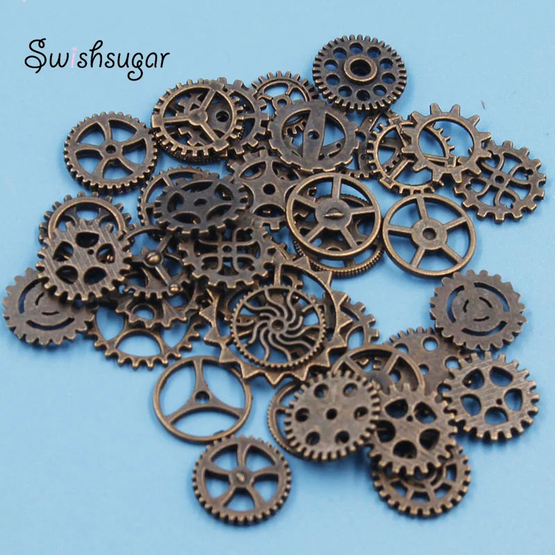 36pcs  Mixed Size Antique Colors Metal Mechanical Steampunk Cogs Gears Charms Pendant For DIY Jewelry Making Accessory image 3