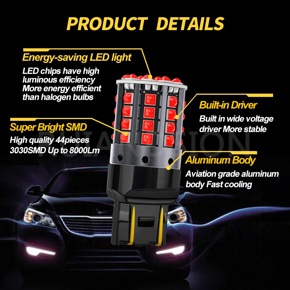 Super Brightness Canbus Error Free 23W 10-80V 1156 BA15S P21W BAU15S 1157 7443 LED Car Trucks Brake Reverse Turn Signal Light