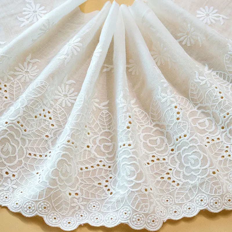 1Yard/Lot 25Cm Breed Katoen Geborduurde Flower Lace Trim Doek Trim Patchwork Naaien Materiaal SC520