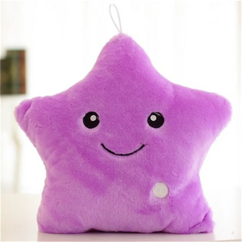 1PC 34CM Creative Toy Luminous Pillow Stuffed Plush Glowing Colorful Stars Soft Cushion Led Light Toys Gift for Kids Girls