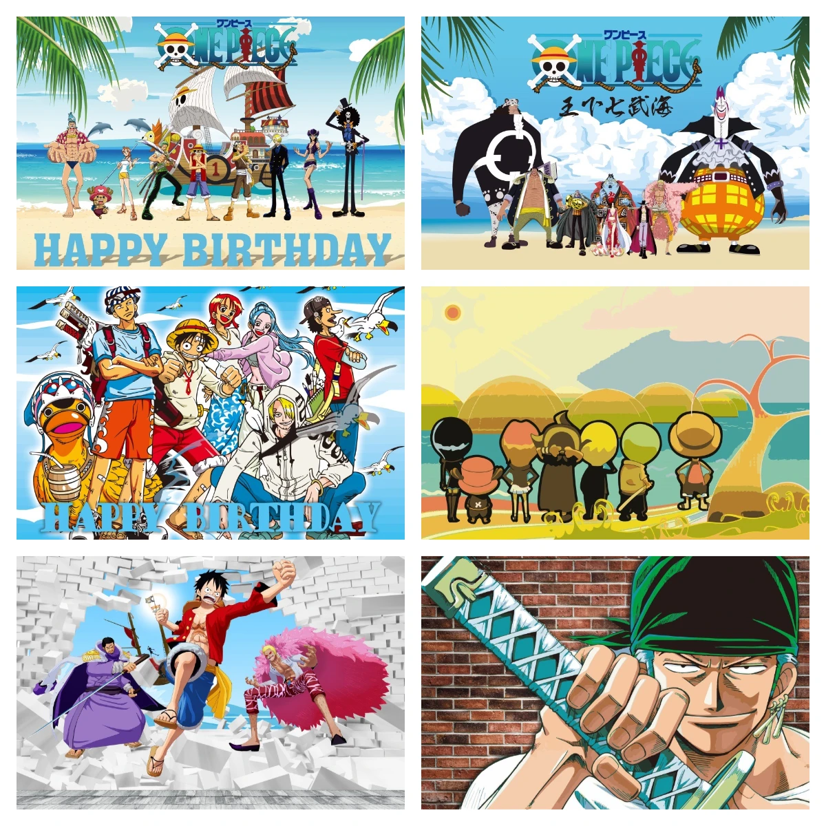 Bandai One Piece Chopper Luffy Birthday Party Supplies Photo Backdrop Boy Baby Shower Props Banner Background For Photography