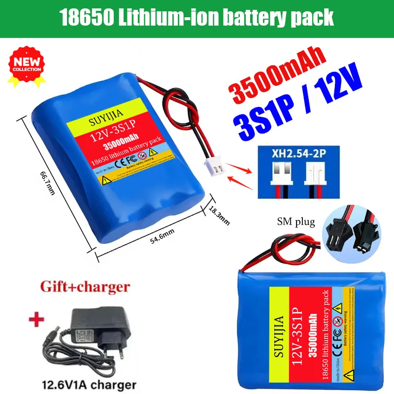 

New 3S1P 12V 3500mAh 18650 Lithium-ion Battery Pack for Monitor Ups CCTV Camera Battery 18650 3S1P 12.6V 2600mah Accessories