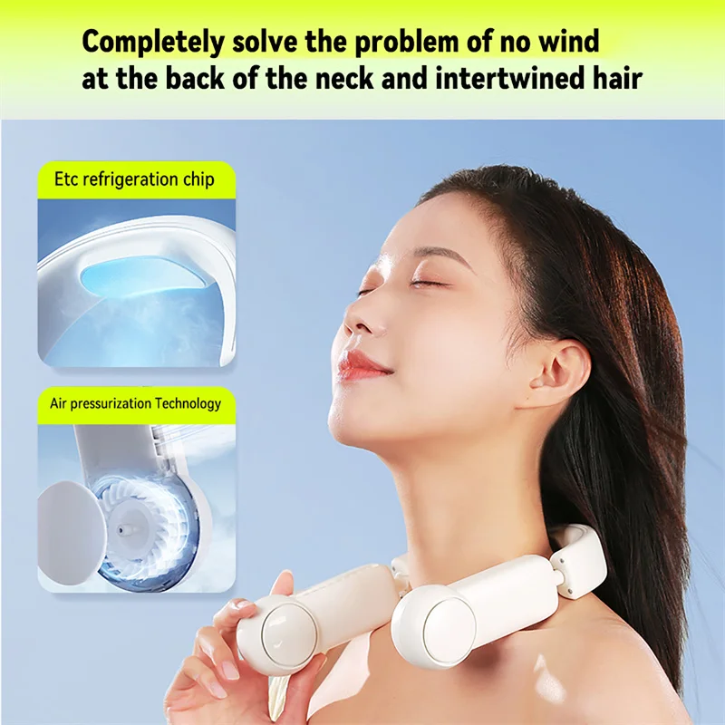Wiszący wentylator na szyję poręczny składany chłodzenie powietrzem na lato wentylatory z pałąkiem na kark Ventilador Silent USB akumulator wysokiej jakości FS149