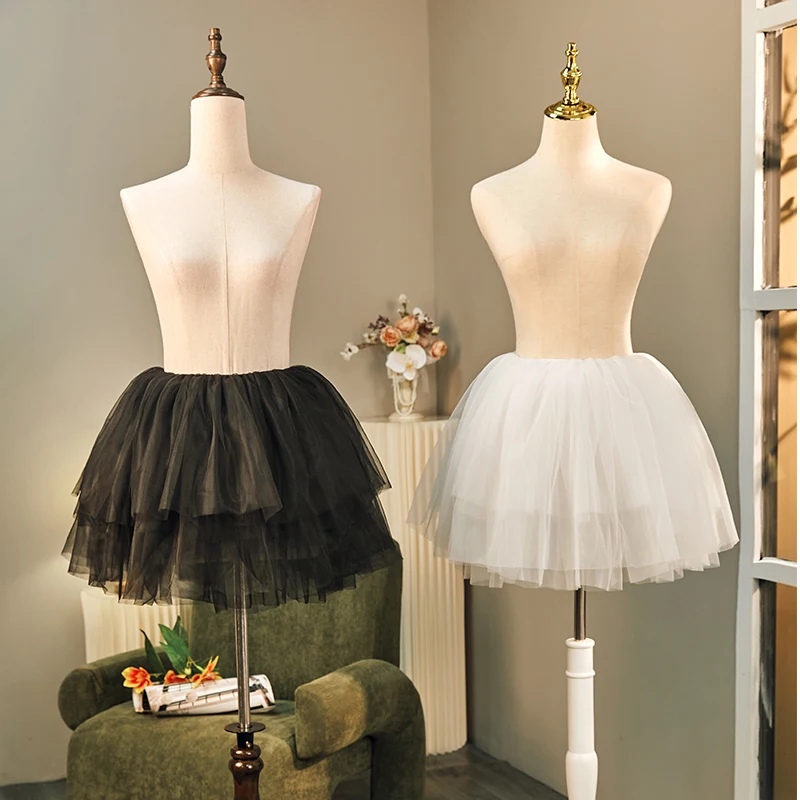 Woman tutu white short petticoat skirt tulle crinoline for girlfriend cancan under dress petticoat tulle skirt woman Mini skirt