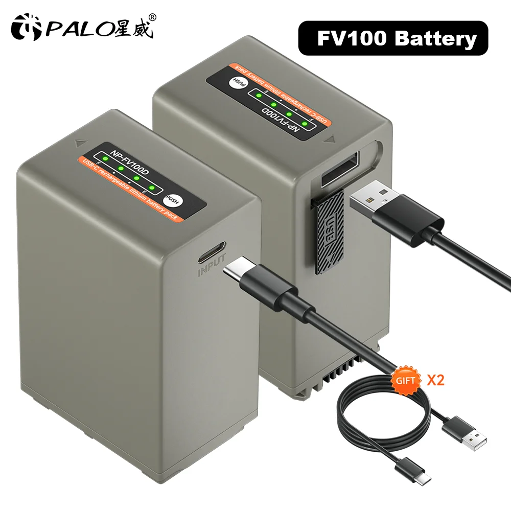 NP-FV100 NP FV100 Battery with Type-C Input for Sony HDR-CX700E PJ50E 260E NP-FV30 NP-FV50 NP-FV70 FV90 FV120 NEX VG20E VG30E 