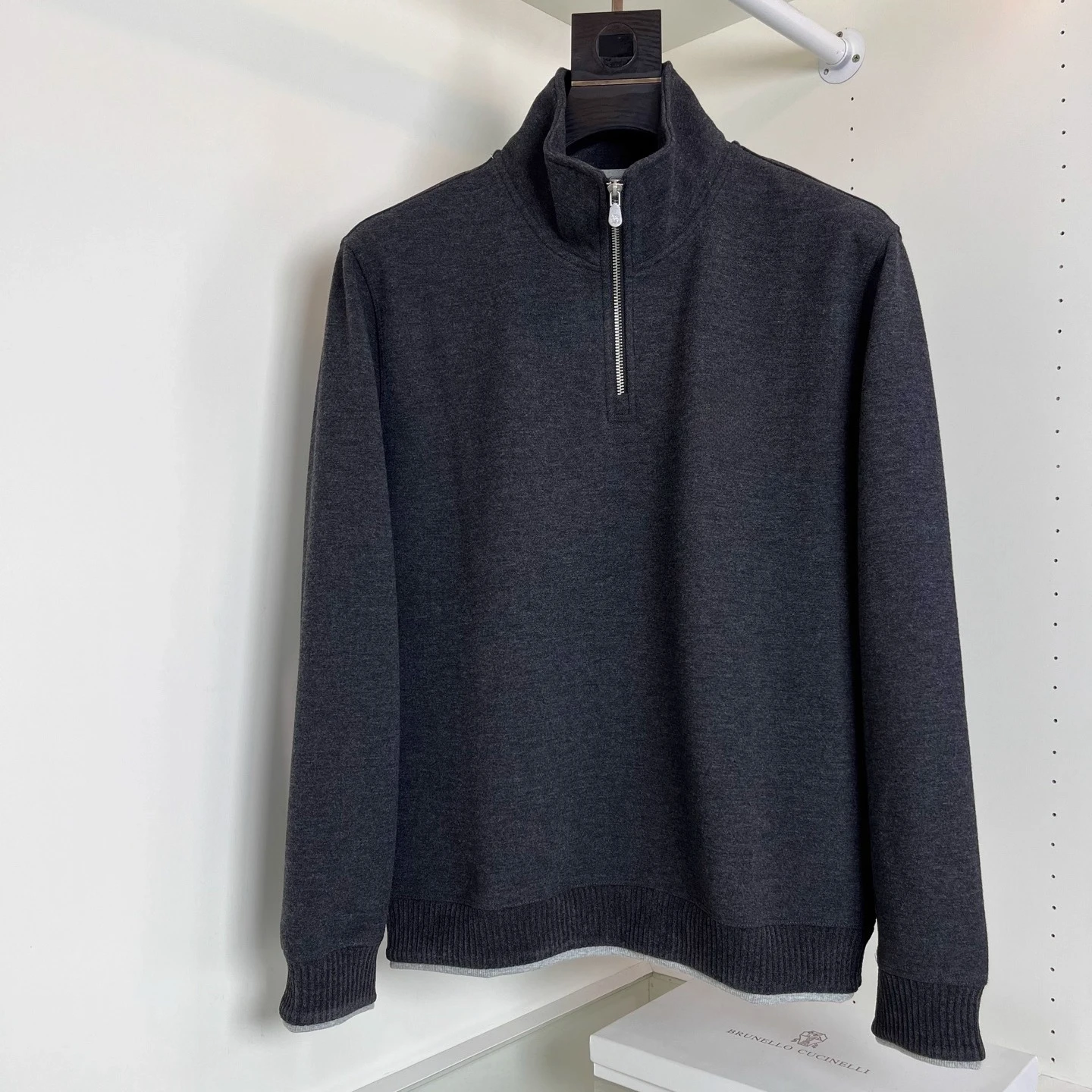 

BC Italy 25aw casual cashmere blend half zip stand-up neck sweater