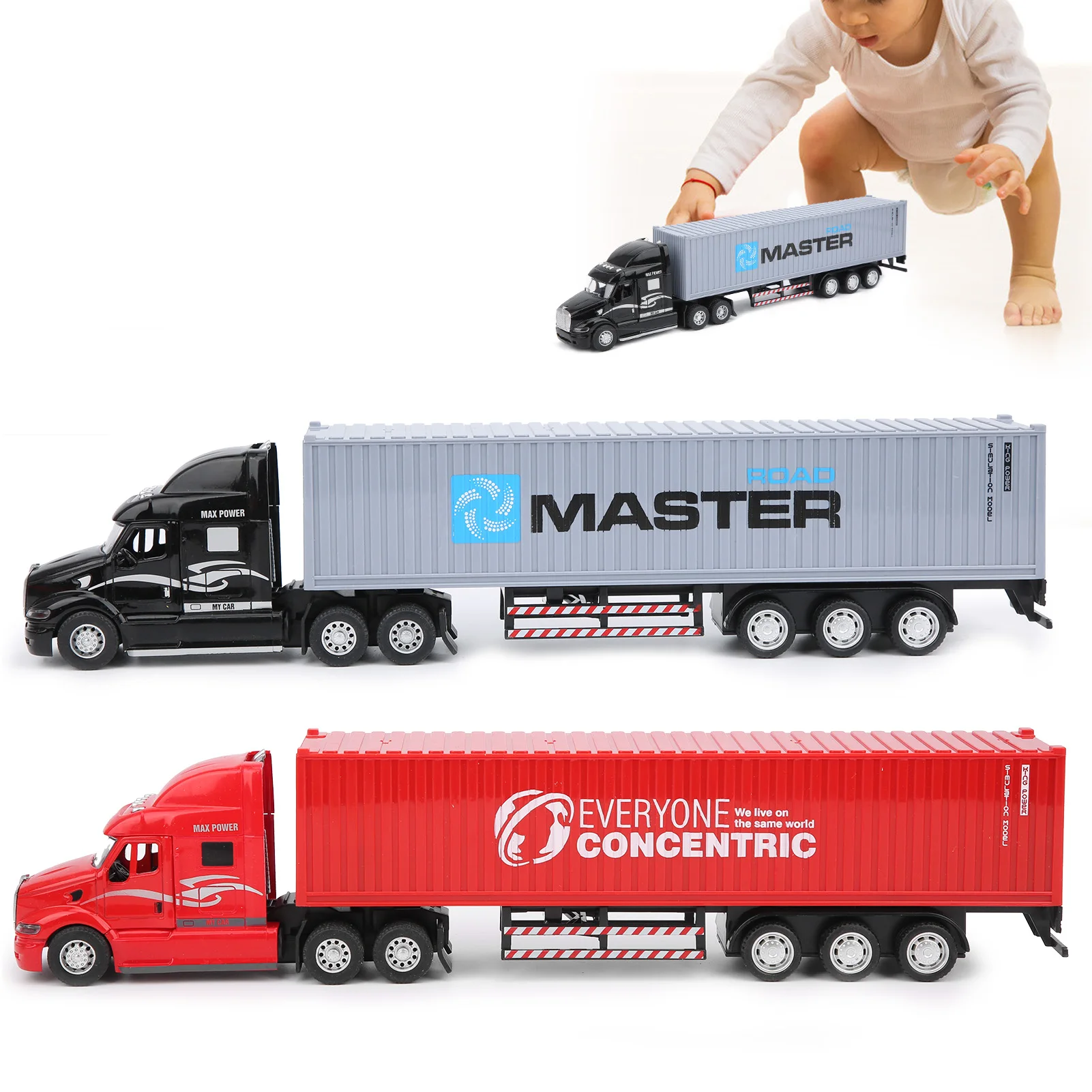 Legering Simulatie Container Automodel Kinderen Kind Trek Auto met Geluid Licht Legering Automodel Kinderauto Auto