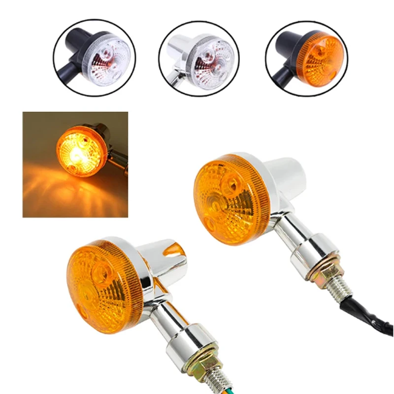 Pair Motorcycle Turn Signals Indicator Lights Motorbike Flasher Amber Lamp Blinker Universal For Dirtbike Off-road ATV MX MTB