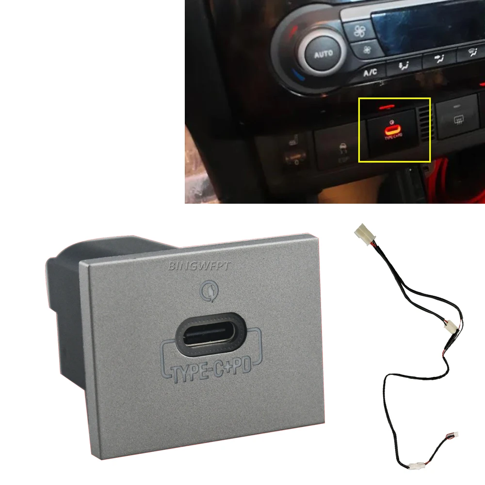 Car Electronics Accessories Type-C PD Charger Socket Fast Charge Adapter Power Outlet Switch For Ford Focus 2 MK2 2009 2010 2011
