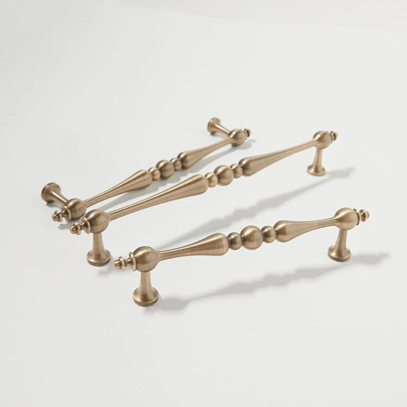 Solid Antique Brass Kitchen Cabinet Handles Drawer Knobs T-Bar Cabinet Pulls Suitable for Bedroom Wardrobe Dresser