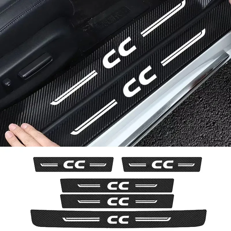 Carbon Fiber Car Door Strips Protector Threshold Decals for Volkswagen VW CC Trunk Bumper Anti Scratch Guard Stickers
