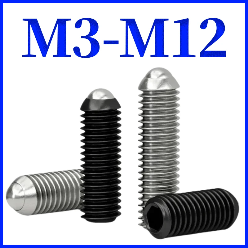 M3 M4 M5 M6 M8 M10 M12 304 Stainless Steel Hex Socket Allen Spring Ball Plunger Set Screw Grade 12.9 Black Grub Point Bolt