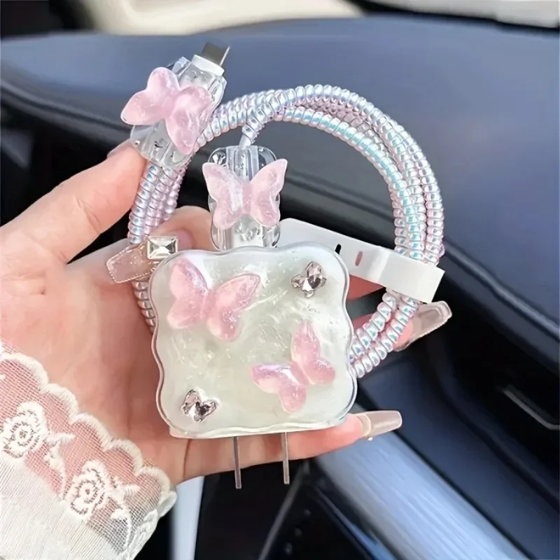 Capa Protetora Borboleta para Carregador e Protetor de Cabo para Carregamento Rápido de 18W/20W, Cabo de Dados Anti-quebra, Corda Protetora para Carregador