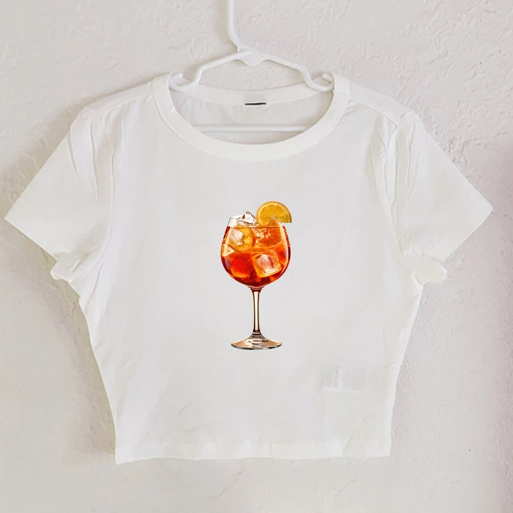 Off My Tits On Aperol Spritz Baby Tee Cocktail Graphic Tees  Casual Summer Drink Unique Gift for Cocktail Enthusiasts  Crop Tops