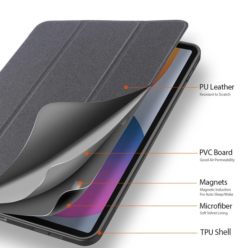 Capa para tablet para 2021 ipad pro 12.9 Polegada tablet flip case pu suporte para tablet com slot para caneta para escritório