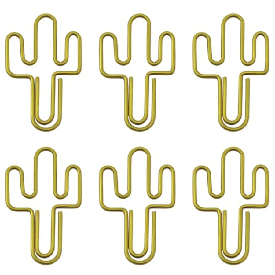 

50PCS Cactus Metal Paper Clips Pins Iron Creative Stationery Data Classification Books Loose-Leaf Clips for The Office