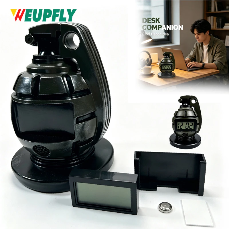1PCS Alarm Clock, Loud Drill Sergeant Voice Alarm with Flashing LED and Vibration, 5 Alarm Modes and Pull-Pin Shutoff