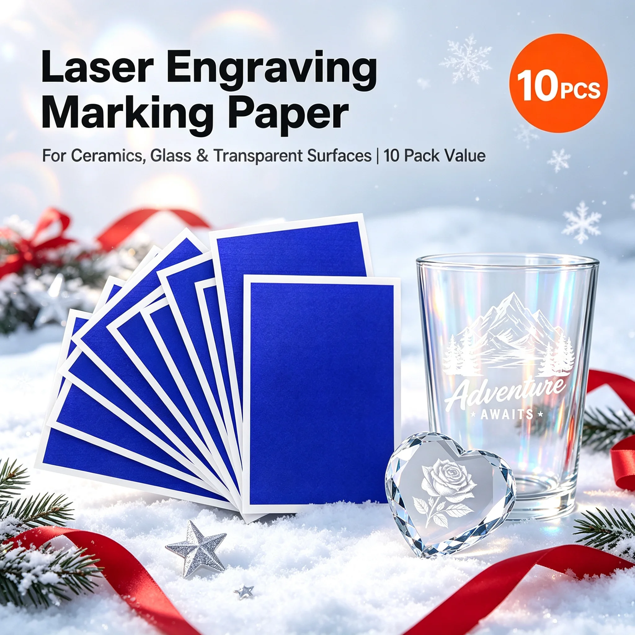 Algolaser 10 Pezzi Pellicola Blu per Incisione e Marcatura Laser su Carta, per Creazione Regali Personalizzati Fai-da-te su Vetro, Ceramica, Cristallo, Acrilico, Incisore Laser a Diodi CO2, Foglio per
