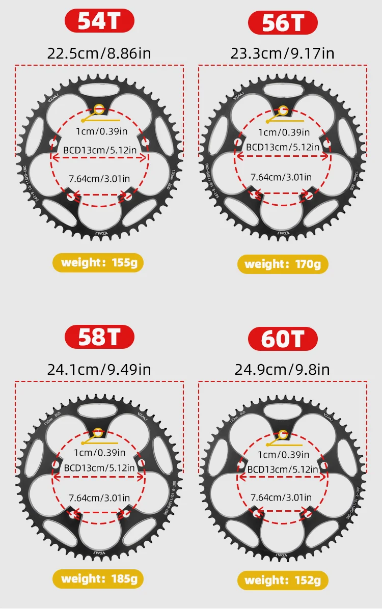 VXM Road Bicycle Folding Bike 130BCD Crank Aluminum Narrow Wide Chainring 38 42 48 52 60T Chainwheel Disc Sprocket Tooth Single