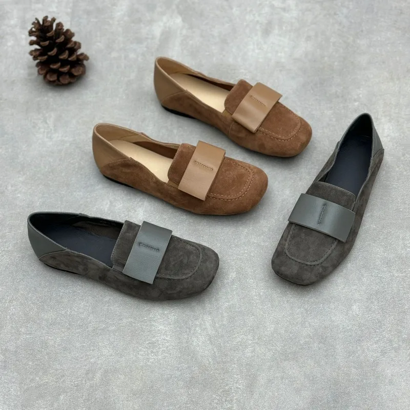 

Birkuir Retro Loafers Women Flats Slip On Shoes Genuine Leather Soft Soles Ladies Female Shoes Sewn Luxury Sandals Walking Shoes