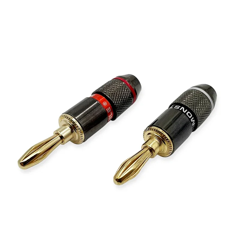 4pairs/8pcs Gold Plated Pure Copper  Banana Plugs Speaker Adapter Screw Speaker Plug Audio Connectors