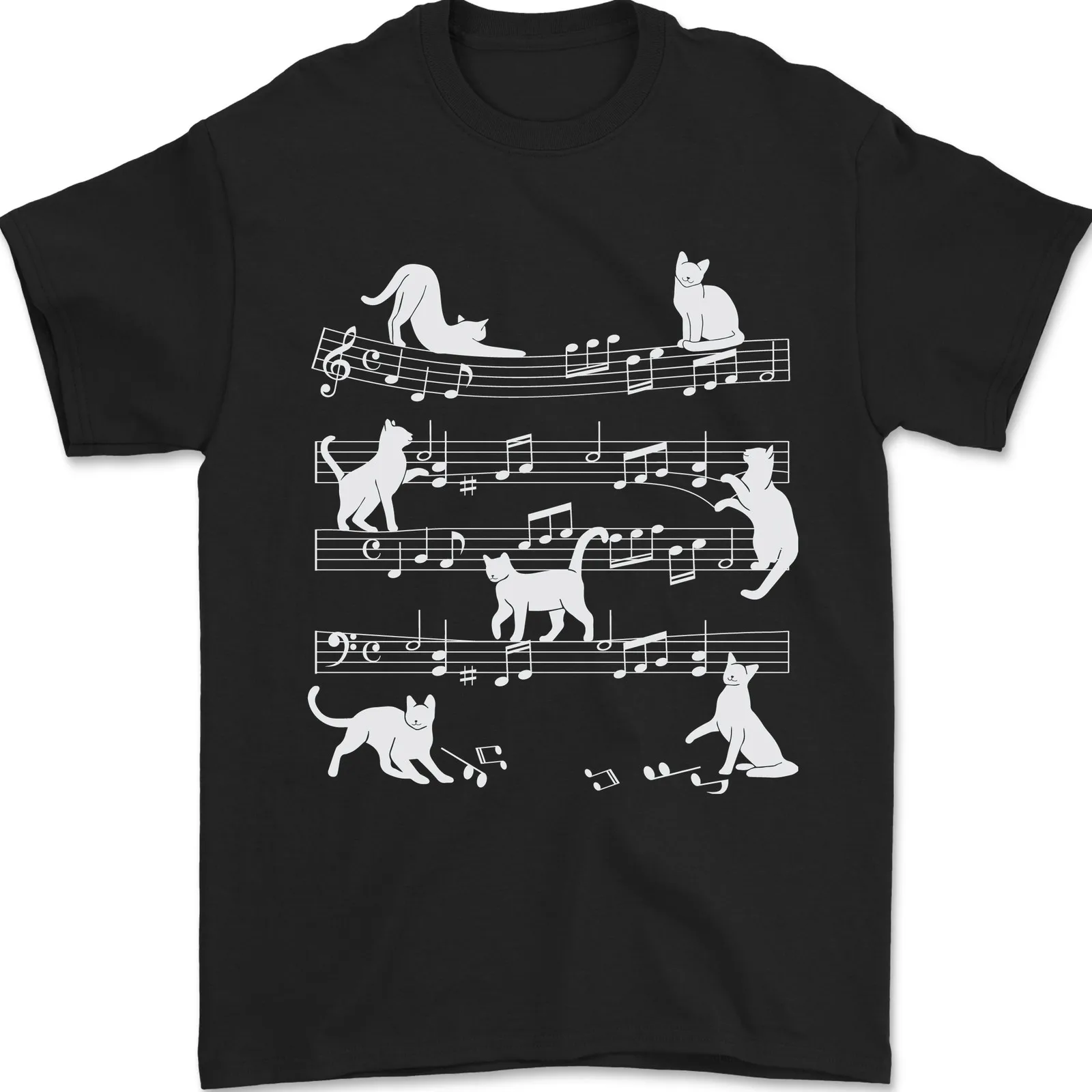 

Cat Music Musical Notes Piano Guitar Mens T-Shirt 100% Cotton