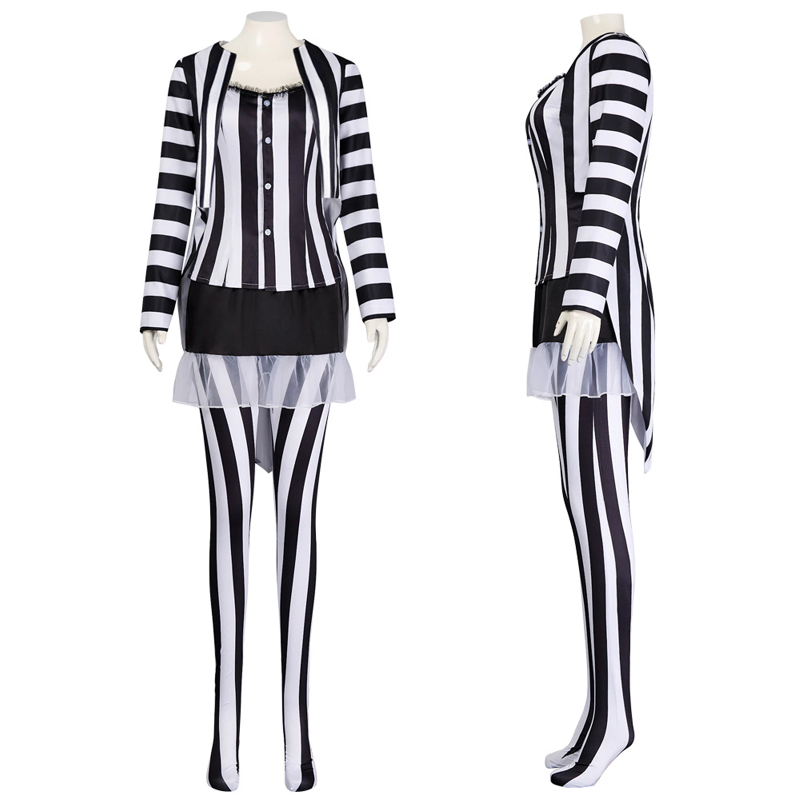 

Juice Wedding Cosplay Costume Black and White Striped Uniform Infernal Master Michael Fancy Clothes Halloween Party Suit